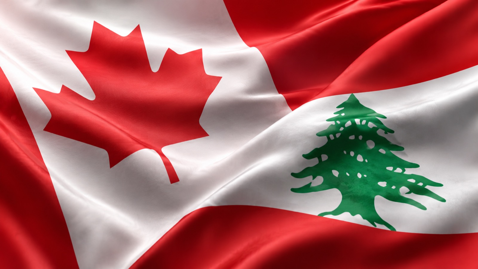Canadian and Lebanese flags together, immigration from Lebanon to Canada