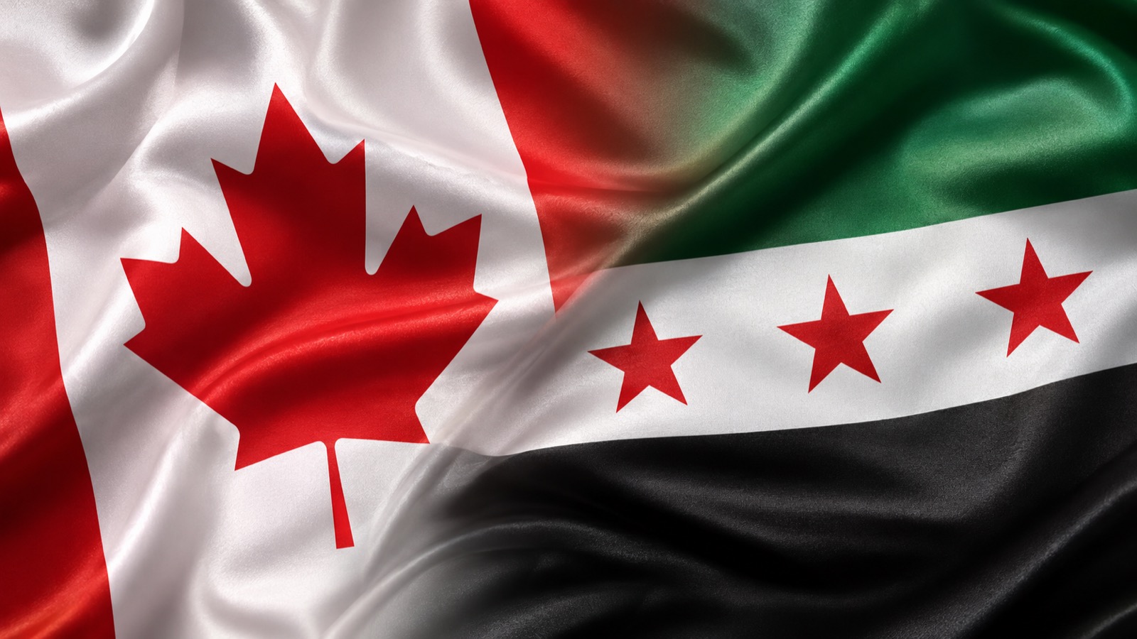 Canadian and Syrian flags together, immigration from Syria to Canada