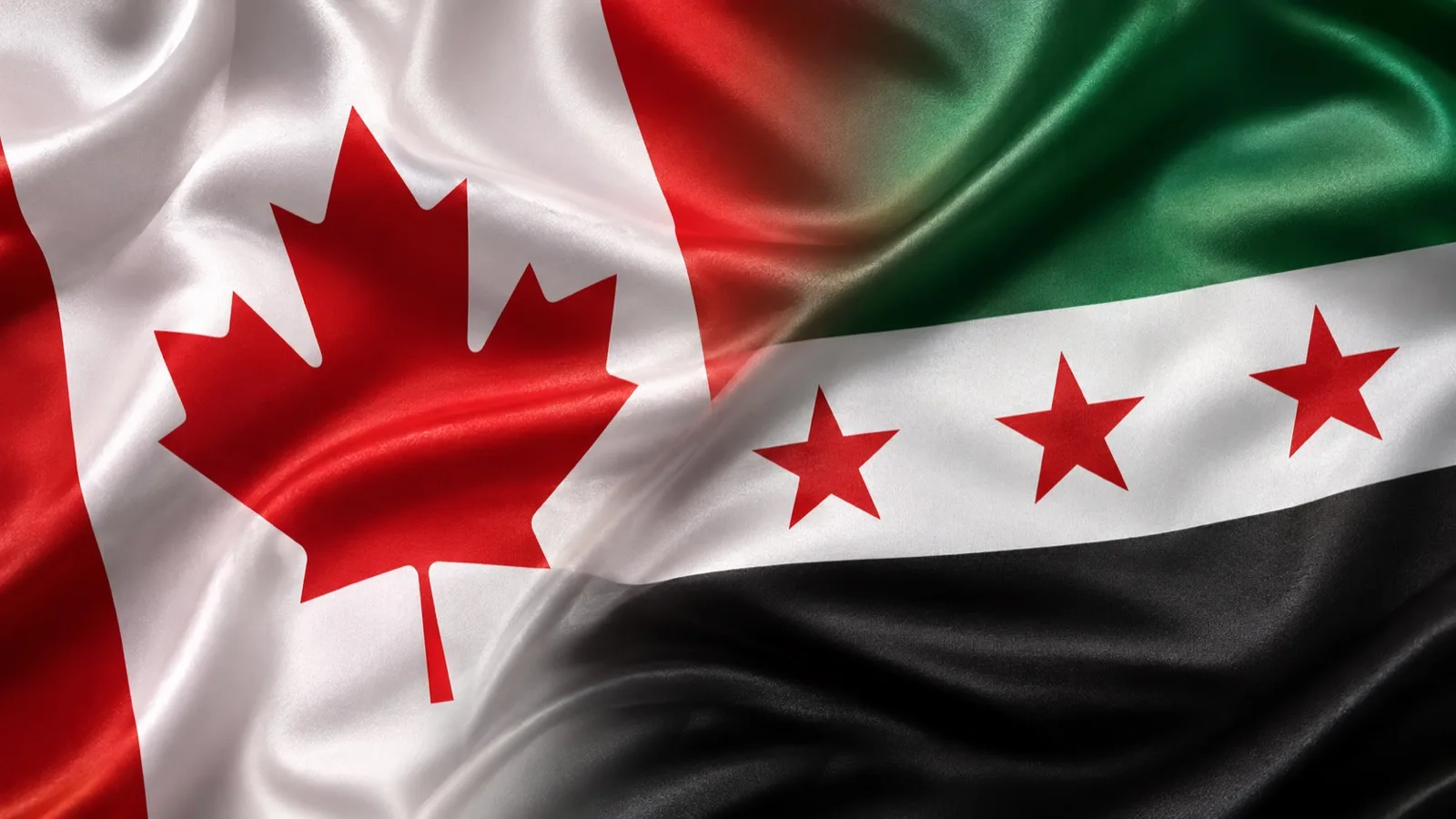 Canadian and Syrian flags together, immigration from Syria to Canada