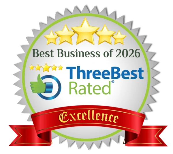 ThreeBestRated Best Business of 2026 Excellence badge